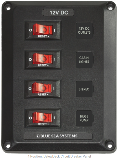 Blue Sea 4350 4 Position, BelowDeck Circuit Breaker Panel