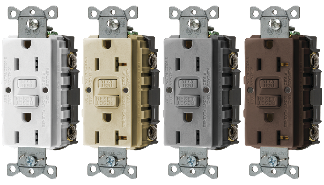 Hubbell GFRST52MGY GFCI Duplex Receptacle w/Cover Plate, Gray