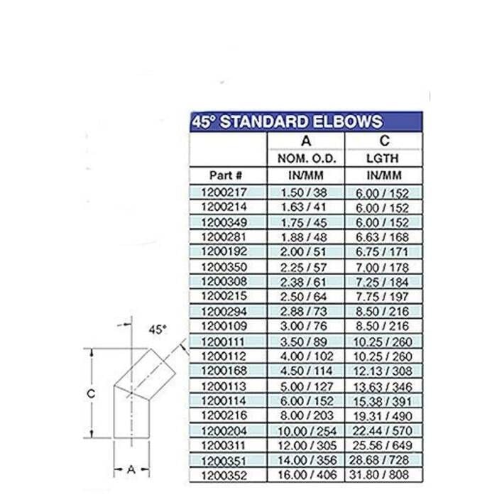 Centek Veratron 1200215 Elbow-45° 2.5"