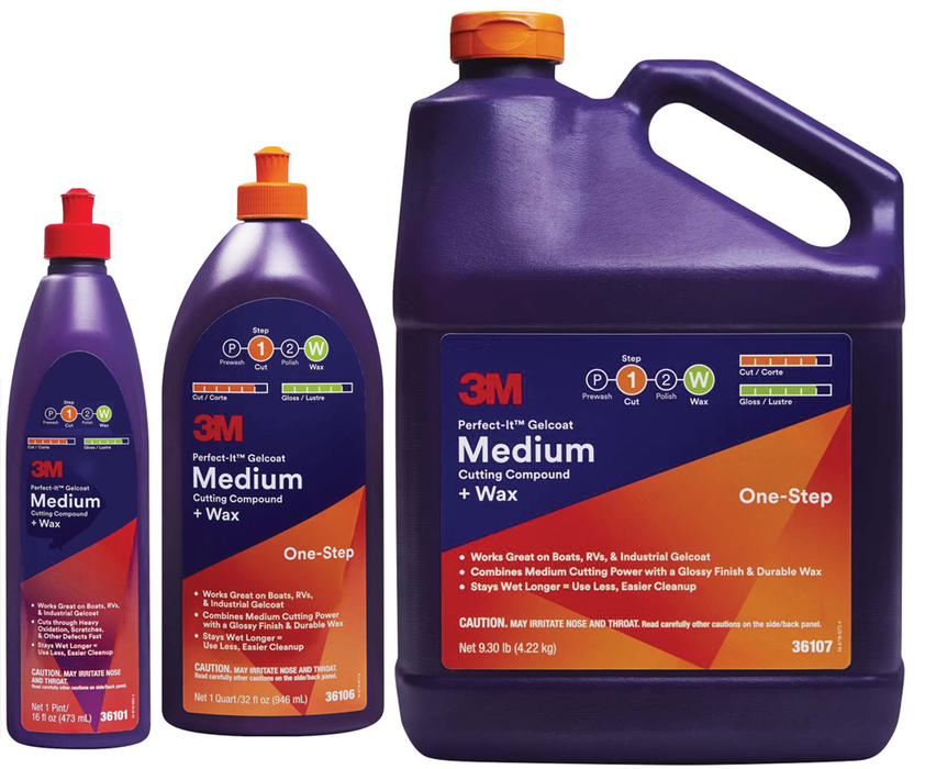 3M 051131-36106 Perfect-It Gelcoat Medium Cutting Compound/Wax, Qt.