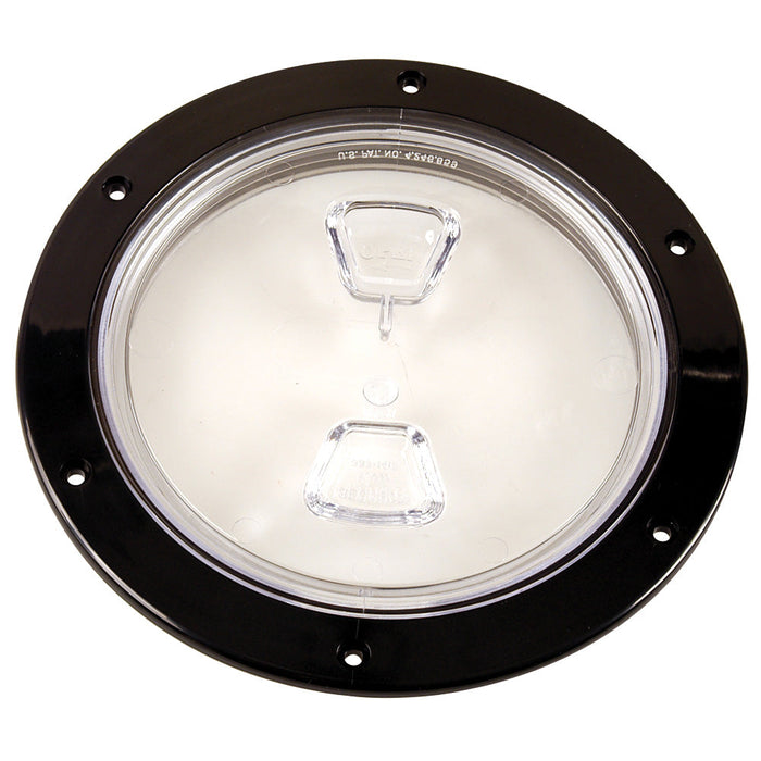 Placa de cubierta Beckson de 6" transparente con centro atornillable - Negra