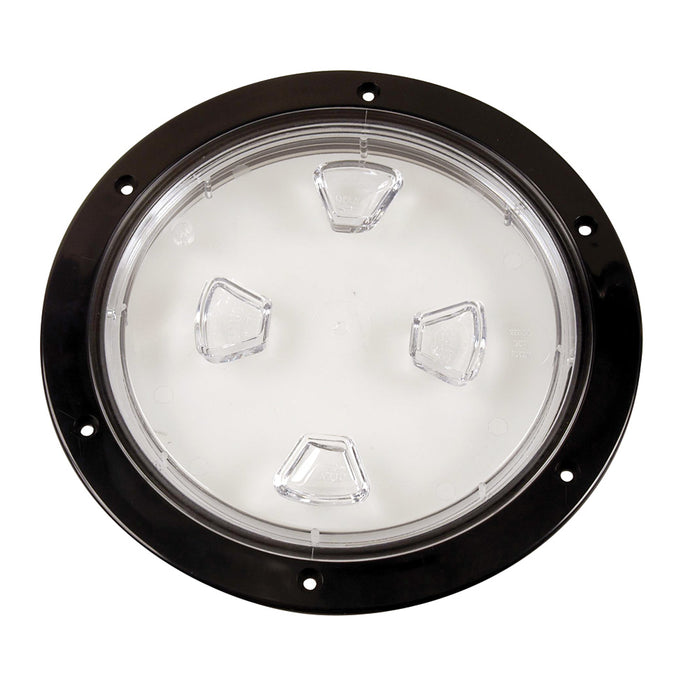 Placa de cubierta Beckson de 8" transparente con centro atornillable - Negra
