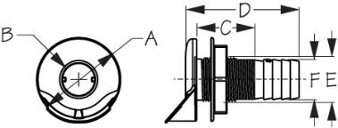 Sea Dog Dripper Guard Thru Hull Fitting with Stainless Cap for 5/8 to 1-1/2 Inch Hose Sizes
