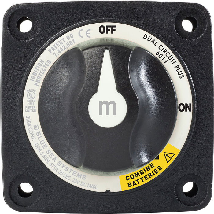 Blue Sea 6011200-BSS 6011200 M Series Dual Circuit Plus On-Off-Both Battery, Switch, Black