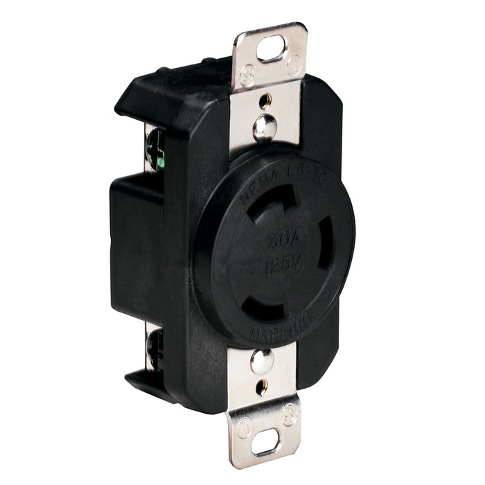 Receptáculo con cerradura Marinco 305CRRB de 125 V y 30 A, color negro