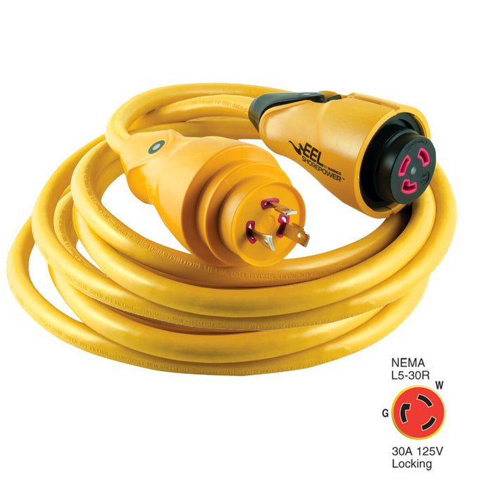 Marinco CS30-25 EEL 30A 125V Cable de alimentación costera - 25' - Amarillo