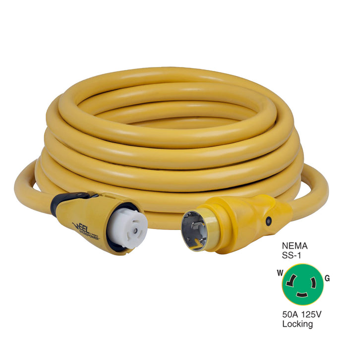 Marinco CS503-50 EEL 50A 125V Cable de alimentación costera - 50' - Amarillo