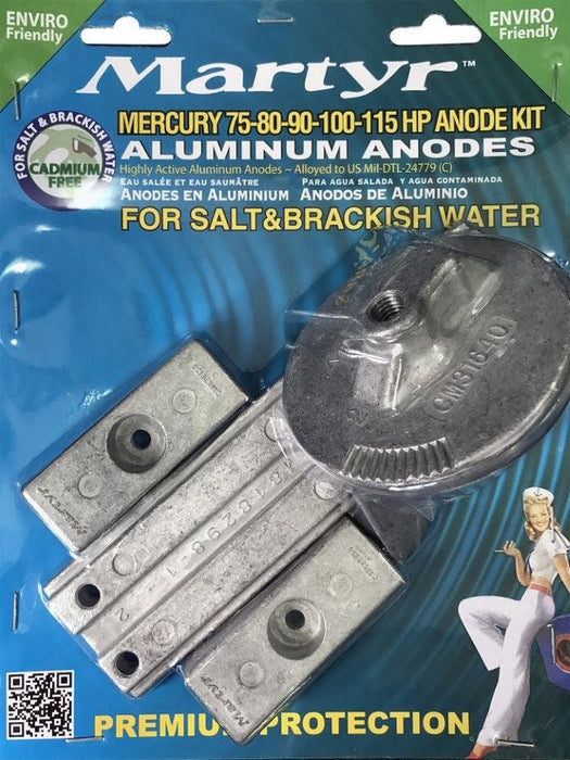 Martyr CMM75115KITA Aluminum Anode Kit For Mercury 75-80-90-100-115HP Engines