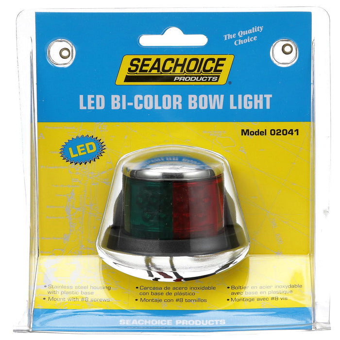 Seachoice 2041 LED Bow Light, Marine Navigation, Chrome Bi-Color, 2-Mile Vis for Under 66 Feet