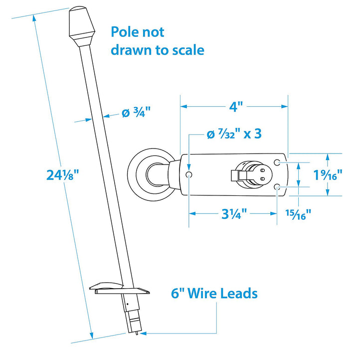 Seachoice 2951 LED All-Round Light for Boating, Stow-A-Way Aluminum Light, 24-1/8 In.