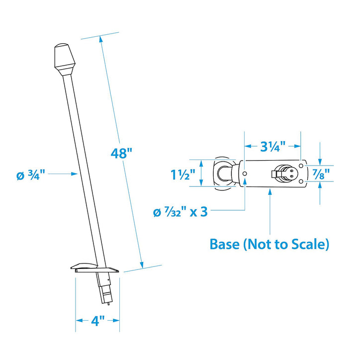 Seachoice 2961 LED All-Round Light for Boating, Stow-A-Way Aluminum Light, 48 In.