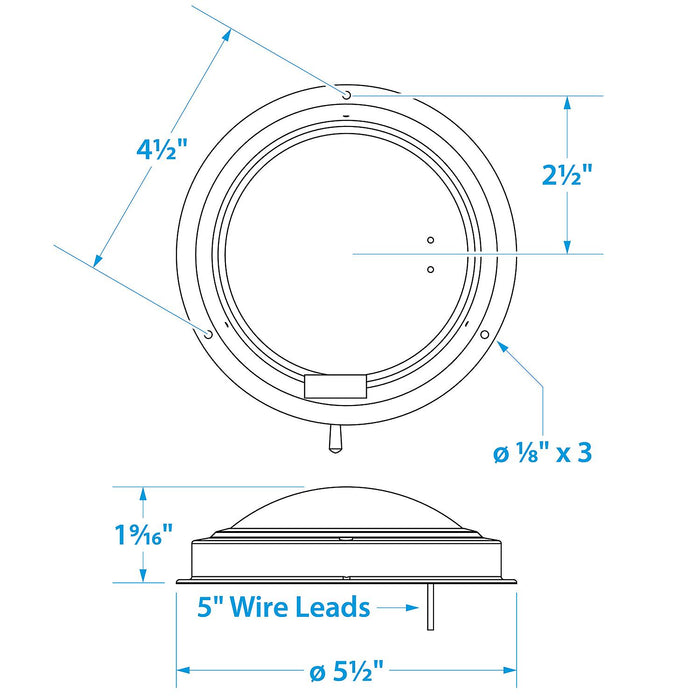 Seachoice 3281 LED Surface-Mount Dome Light, Bright White, SS Flange, 4 in. Diameter