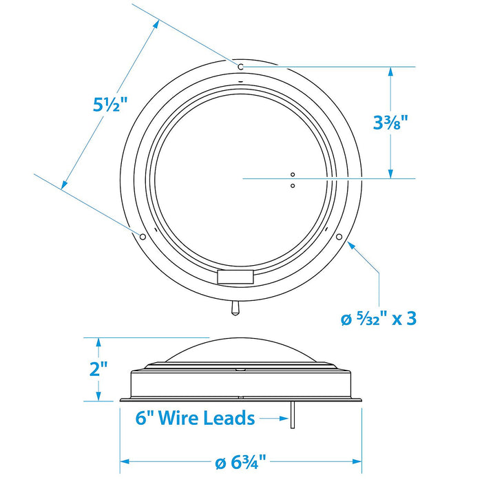 Seachoice 3291 LED Surface-Mount Dome Light, Bright White, SS Flange, 5 in. Diameter