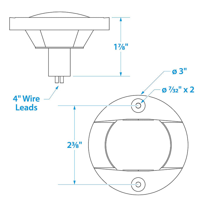 Seachoice 5381 Round Navigation Transom Light w/ SS Flange, 3 In., Vertical Surface Mount