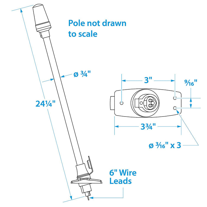 Seachoice 5631 LED All-Round White Light for Boating, Stow-A-Way Aluminum Light, 24-1/8 In.