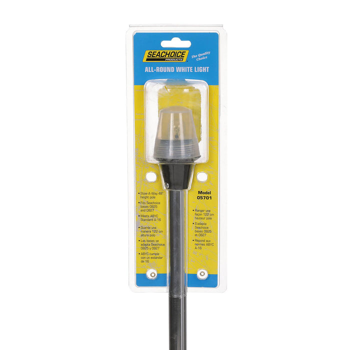 Seachoice 5701 LED All-Round White Light for Boating, Stow-A-Way Aluminum Light, 52-1/2 In.