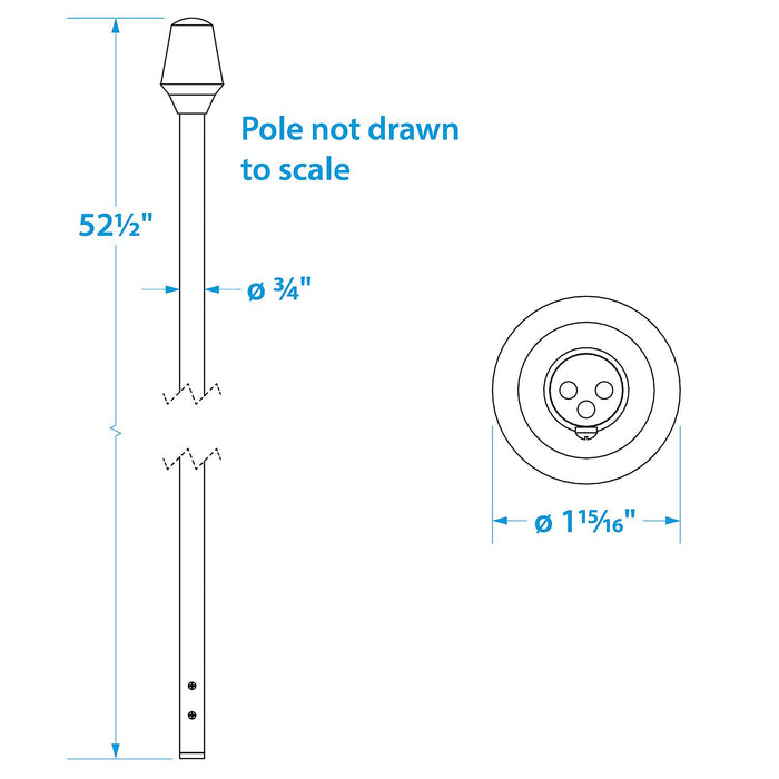 Seachoice 5701 LED All-Round White Light for Boating, Stow-A-Way Aluminum Light, 52-1/2 In.