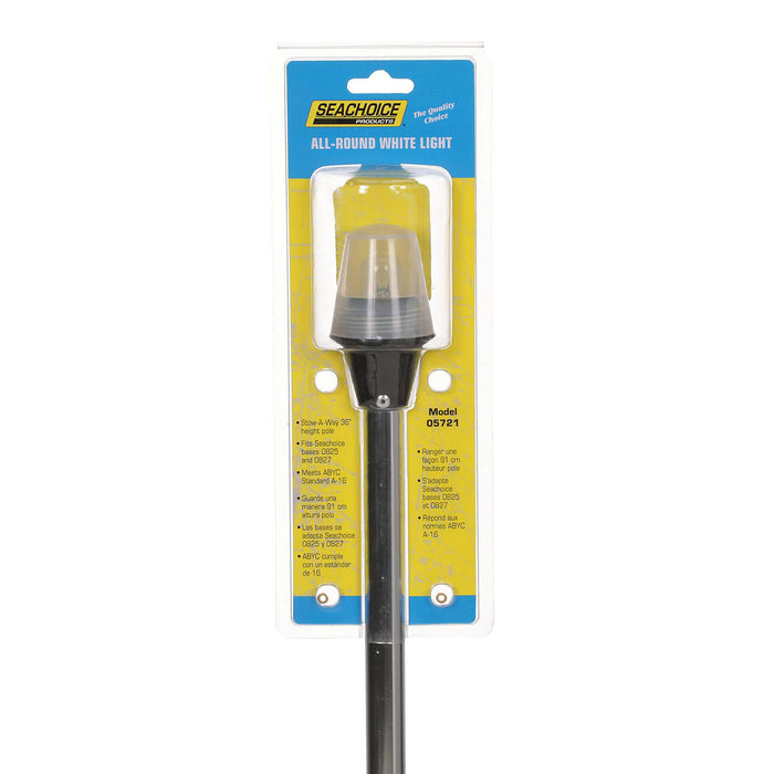 Seachoice 5721 LED All-Round White Light for Boating, Stow-A-Way Aluminum Light, 36 In.