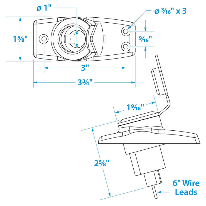 Seachoice 8261 Chrome-Plated Spare Light Base Asm, Plug In, Waterproof Snap-On Cover
