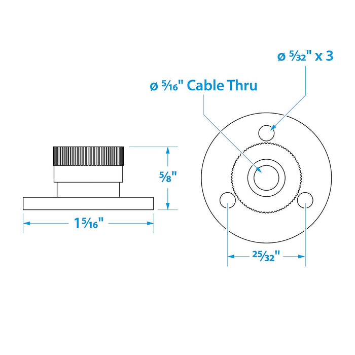 Seachoice 50-10021 Chrome Plated Brass Cable Outlet 5/16"