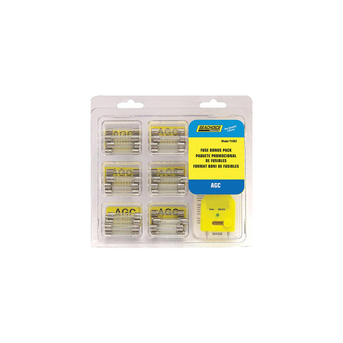 Seachoice SC11363 AGC Fuse Bonus Pack, 60 Assorted, Includes Tester, for Auto, Marine or Electronics Up to 12V