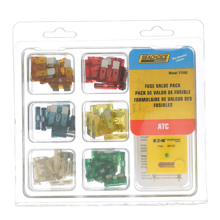 Seachoice SC11389 ATC Fuse Value Pack, 42 Assorted, Includes Tester, for Auto, Marine or Electronics Up to 12V