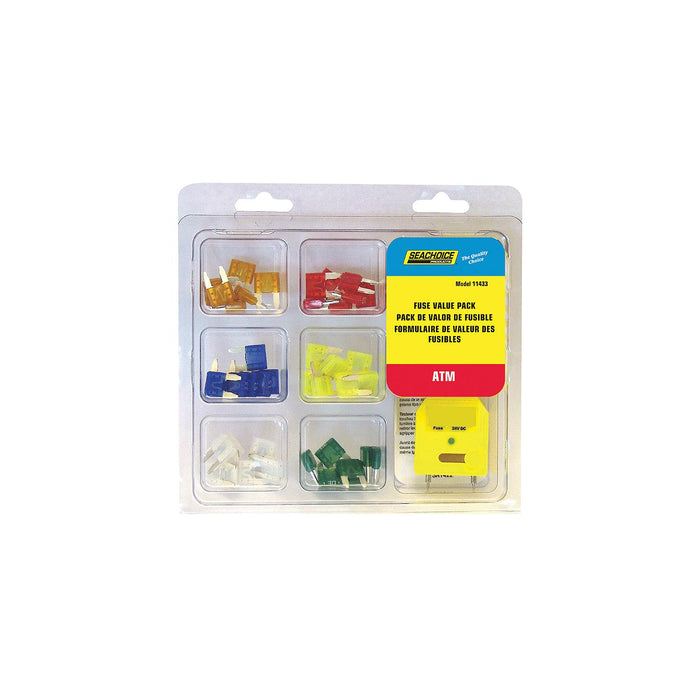 Seachoice SC11433 ATM Fuse Value Pack, 42 Assorted, Includes Tester, for Auto, Marine or Electronics Up to 12V