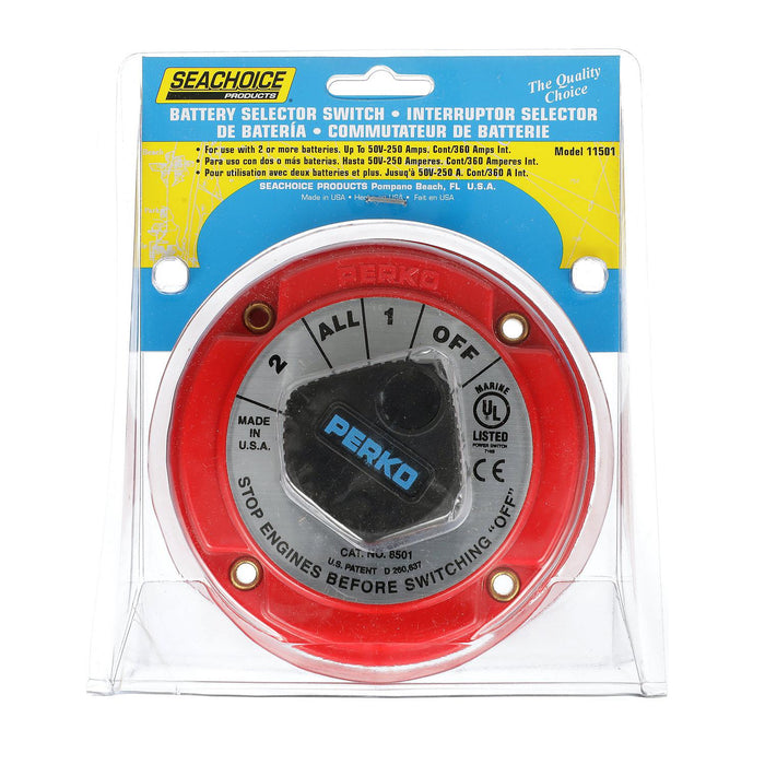 Seachoice 11501 Battery Select Switch, Disconnect Isolator Cutoff, Dual, 12 -50V