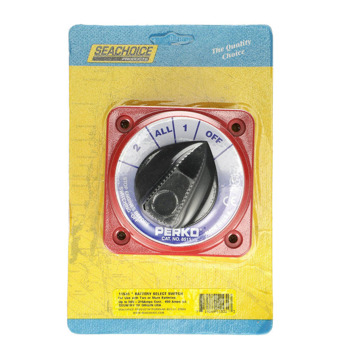 Seachoice 11531 Battery Select Switch, Compact, Disconnect Isolator Cutoff, Dual, 12 -50V