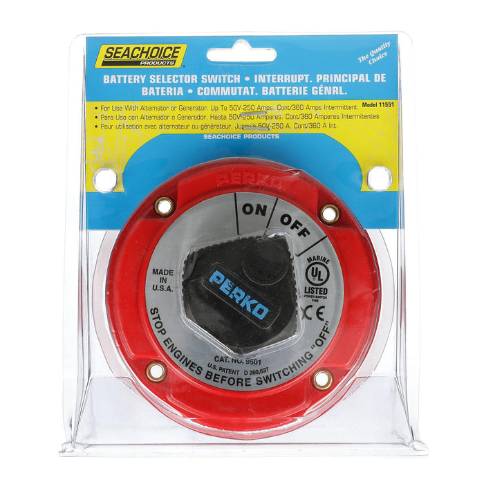 Seachoice 11551 Battery Select Switch, Disconnect Isolator Cutoff, 12 -50V