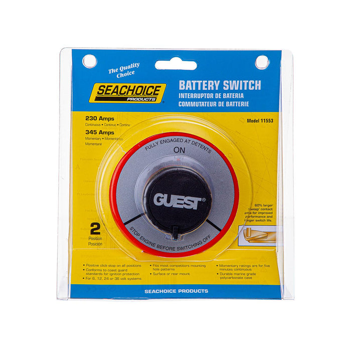 Seachoice 50-11553 Battery Select Switch, 2 Positions On/Off, 5-1/2 in. Dia. X 2-5/8 in. High
