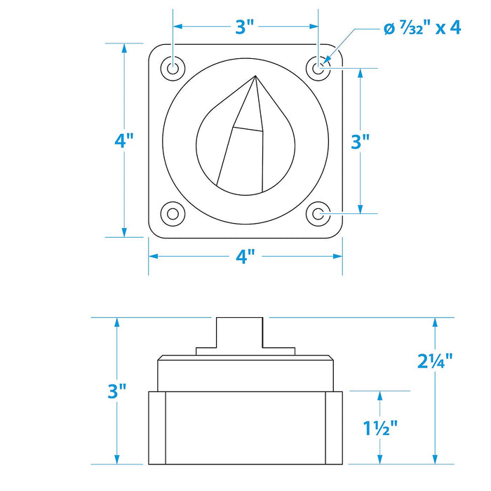 Seachoice 11561 Battery Select Switch, Compact, Disconnect Isolator Cutoff, 12 -50V
