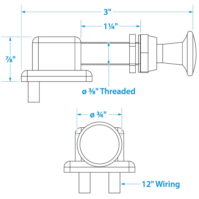 Seachoice 11841 Off/On Push-Pull Switch, 2 Position
