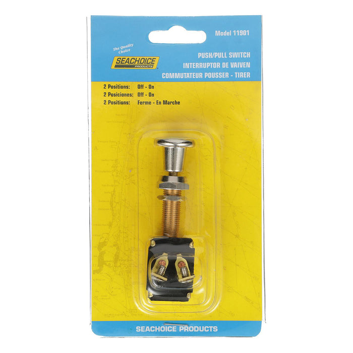 Seachoice 11901 Heavy Duty 2-Position Push-Pull Switch, On/Off