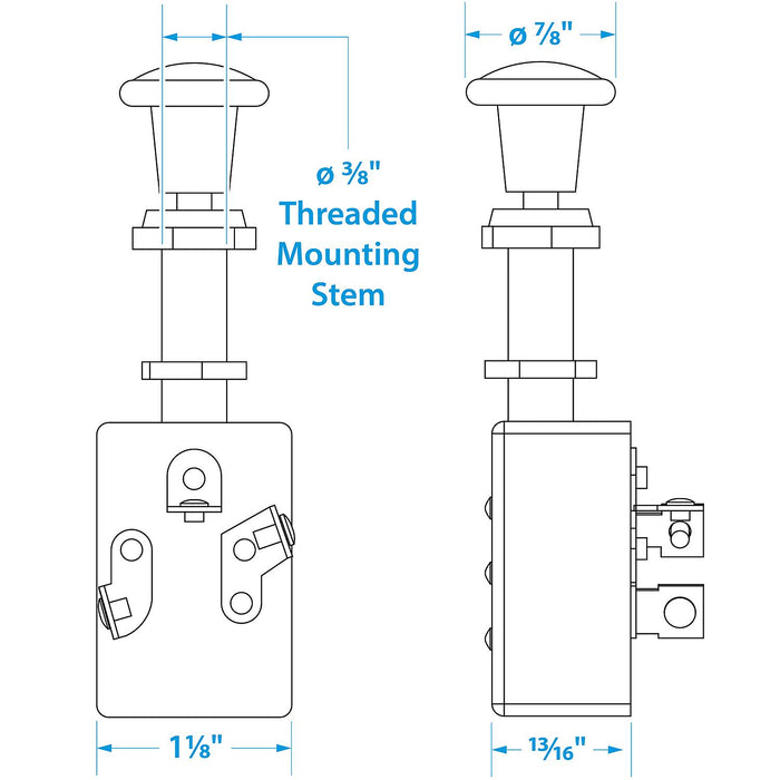 Seachoice 11911 Heavy Duty 3-Position Push-Pull Switch