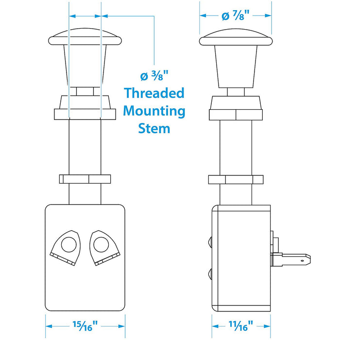 Seachoice 11931 2-Position Push-Pull Switch, Off/On