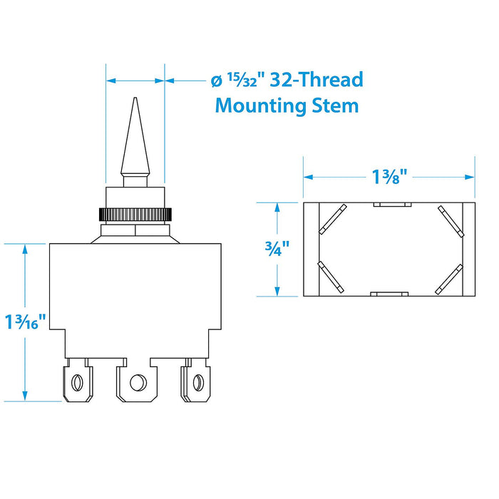 Seachoice 12031 3-Position Toggle Switch, Momentary On/Off/Momentary On