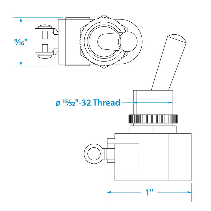 Seachoice 1206 2-Position Heavy Duty Toggle Switch, On/Off, 2 Screw Type Terminals