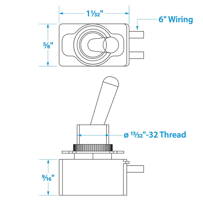 Seachoice 12071 2-Position Heavy Duty Toggle Switch, On/Off, 6 in. Wire Leads