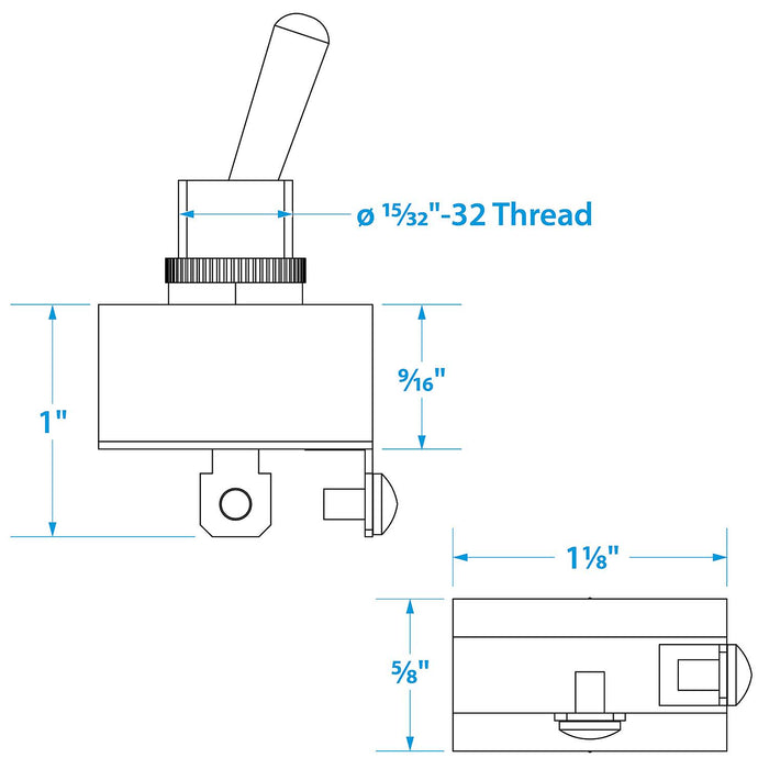 Seachoice 12151 2-Position Heavy Duty Toggle Switch, Off/Momentary On