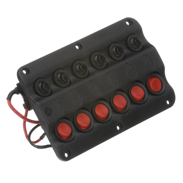 Seachoice 12331 LED 12V 6-Switch Distibution Panel, Pre-Wired, Boat Panel Mount