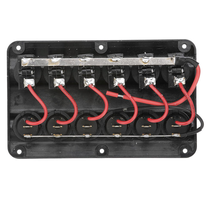 Seachoice 12331 LED 12V 6-Switch Distibution Panel, Pre-Wired, Boat Panel Mount