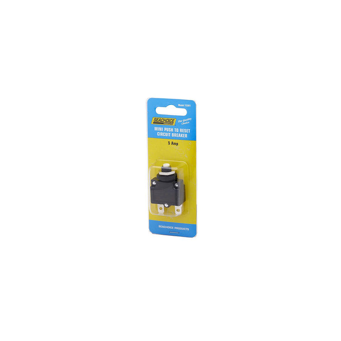 Seachoice 13381 Circuit Breaker, Mini, Push to Reset, 5 Amp