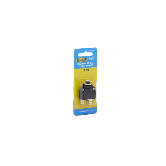 Seachoice 13391 Mini Push to Reset Circuit Breaker, 10 AMP