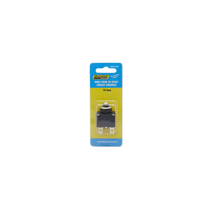 Seachoice 13391 Mini Push to Reset Circuit Breaker, 10 AMP