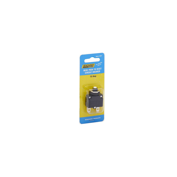 Seachoice 13401 Mini Push to Reset Circuit Breaker, 15 AMP