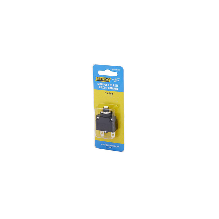 Seachoice 13401 Mini Push to Reset Circuit Breaker, 15 AMP