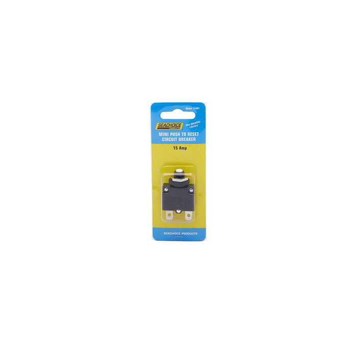 Seachoice 13401 Mini Push to Reset Circuit Breaker, 15 AMP