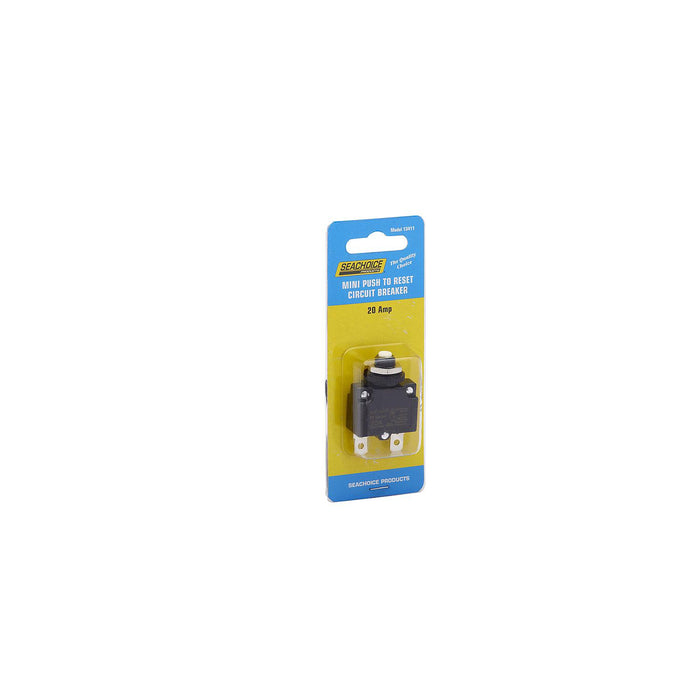 Seachoice 13411 Mini Push to Reset Circuit Breaker, 20 AMP