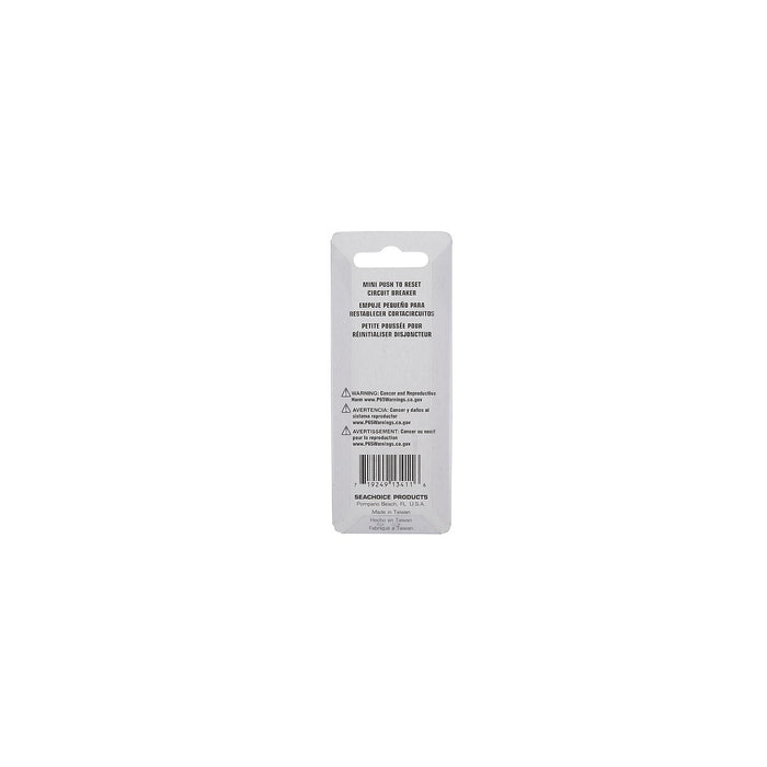 Seachoice 13411 Mini Push to Reset Circuit Breaker, 20 AMP